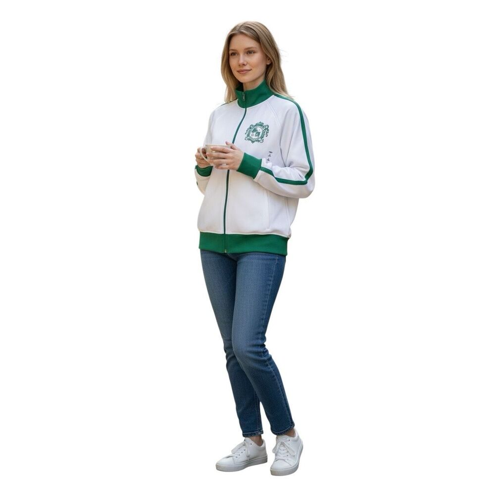 Old Navy White & Green Track Jacket | Y2K Sporty Zip Up | Retro Athleisure | Cot